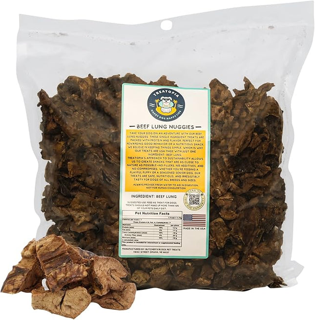 Beef Lung Nuggies Dog Treats, 2 LB Bag - All-Natural, Sustainable, Healthy, High Protein, Hand-Trimmed, Slow-Roasted, Made in The USA, Nutritious, No Additives, No Fillers