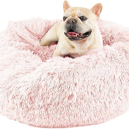 Himax Dog Bed for Medium Dogs, Pink Dogs Beds with Blanket Attached, Calming Anti-Anxiety Fluffy Dog Bed Washable (20"/26"/35")