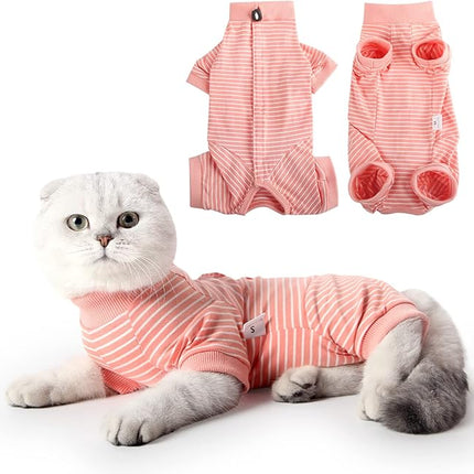 LIANZIMAU Cat Surgical Recovery Suit Professional for Male Female Dog Abdominal Wounds Cone E-Collar Alternative Anti-Licking Pet Surgical Recovery Pajama Suit Soft Fabric Onesie for Cats