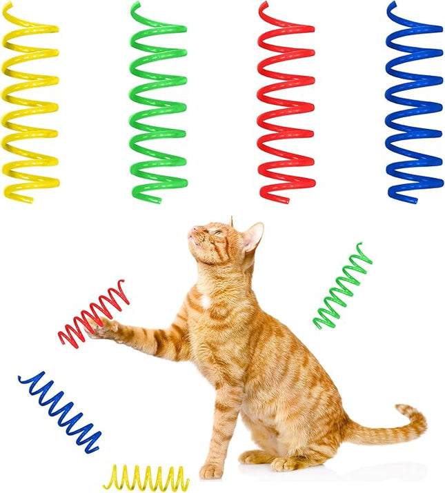 SPOT Colorful Springs Cat Toys – 3" Bouncy Coils for Indoor Cats & Kittens to Swat, Chase & Bite, Safe Lightweight Plastic, Interactive Enrichment Toys, 10-Pack Multi-Color