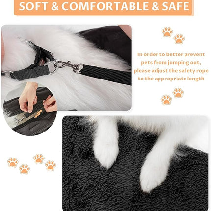 Petsfit Small Dog Purse Carrier, Portable Pet Carrier Tote Cat Carrier with Adjustable Safety Leashs, Pocket, Poop Dispenser, Waterproof TPU Bottom, Black