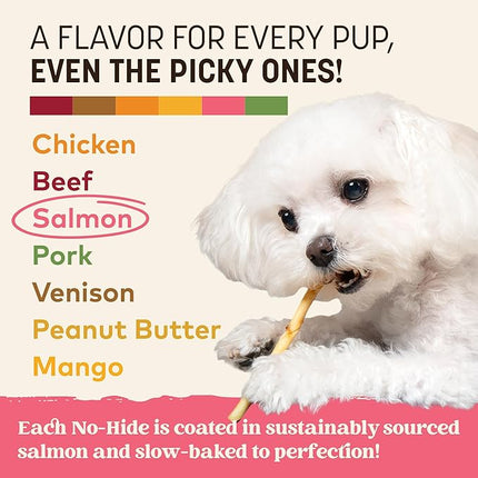 Earth Animal No Hide Stix - Long Lasting Rawhide Free Small Dog Chews Sticks, Salmon - 40 Count Extra Value Pack