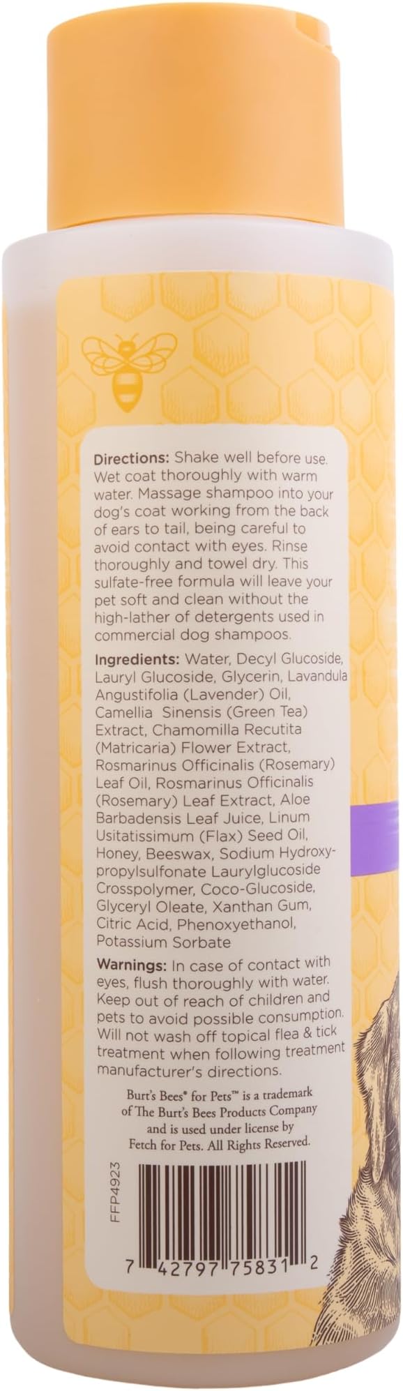 Burt's Bees for Pets Calming Dog Shampoo with Lavender and Green Tea, 2 Pack, 95% Natural Origin Formulas, Calming Lavender Dog Shampoo - Gentle Dog Shampoo, Best Dog Shampoo, Lavender, 2pk, 16 oz