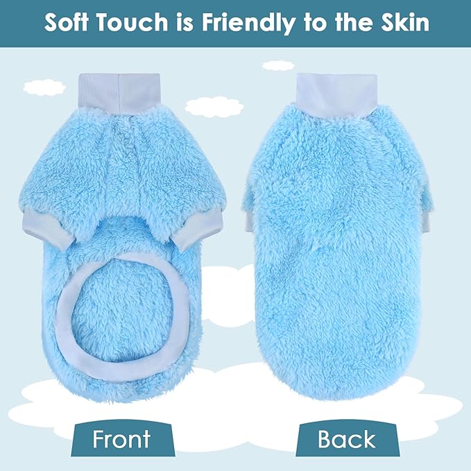 SUNFURA Sphynx Cat Sweater, Hairless Cats Turtleneck Pullover Kitten Sweaters for Cats Only, Warm and Soft Cat Pajamas Shirt with Sleeves Pet Winter Clothes Fleece Jumpsuit for Puppy, Blue L