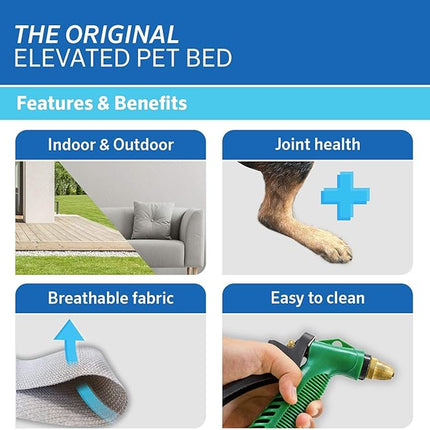 Coolaroo Original Elevated Dog Bed - Breathable Off-The-Ground Pet Bed with Cooling Fabric, Joint Relief & Moisture-Resistant Fabric, 100% Recyclable, Easy Clean, Grey, Small