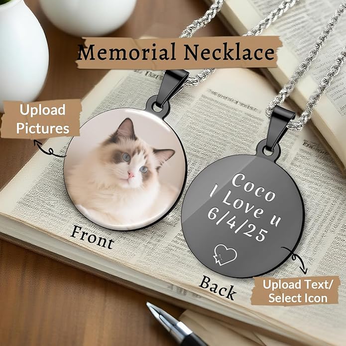 Custom Pet Necklace, Personalized Dogs Necklaces for Women, Dogs Remembrance Jewelry, Picture Necklace Personalized Photo, Customized Dog Memorial Gifts for Loss of Dog