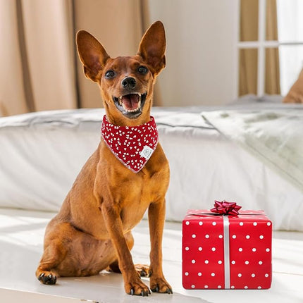 E-Clover Valentine Day Dog Bandana & Matching Scrunchie-Heart Dog Bandanas Red Pet Scarf Bib for Small Dogs Puppy Girl Boy Owner Valentines Mom Gift