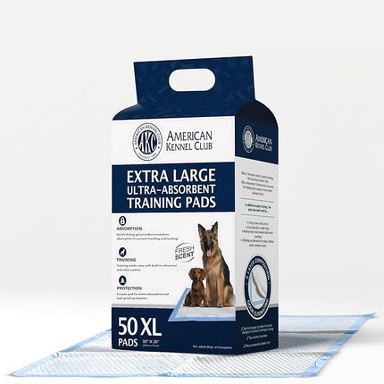 American Kennel Club Scented Puppy Training Pads with Ultra Absorbent Quick Dry Gel – 28 x 30 Pee Pads for Dogs - Fresh Scented - 50 Count, XL