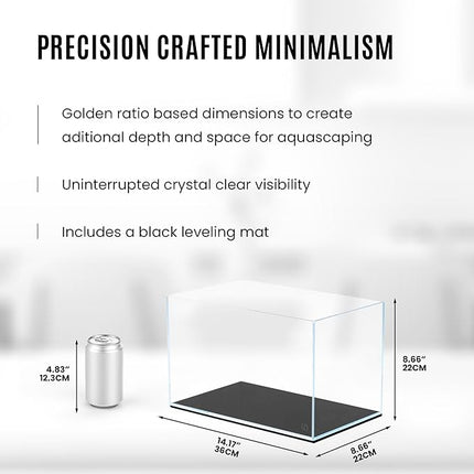 Ultum Nature Systems Ultra Clear Rimless Nano Aquarium - Low Iron Glass Fish Tank with 45° Mitered Edges, 5mm-12mm Thick, Leveling Mat Included (5N, 5 Gallon)
