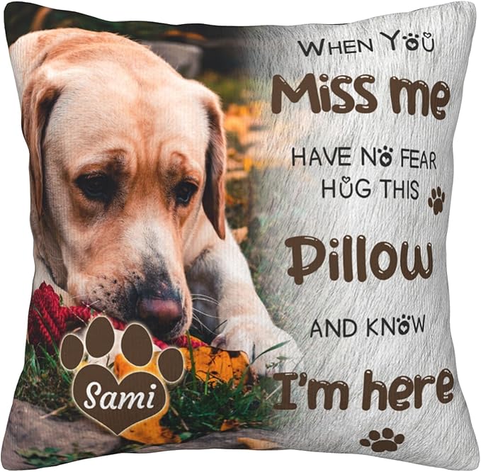 Funnylife Personalized Pet Memorial Throw Pillow with Photo Pet Memorial Gifts for Dogs Cats Loss of Dog Sympathy Gift Dog Bereavement Remembrance Picture Pillow