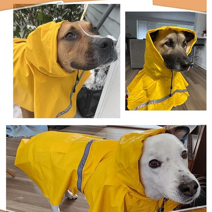 HAPEE Dog Raincoats with Reflective Strip Hoodie,Poncho Jacket for Large Dogs fit Golden Retriever Doodle (A1-Yellow, 24B (65-80 lbs))