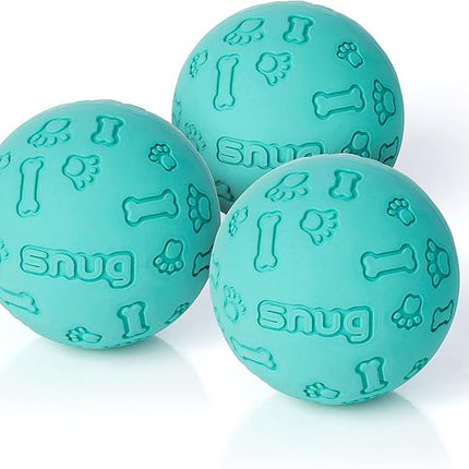 Snug Rubber Dog Balls for Small and Medium Dogs - Tennis Ball Size - Virtually Indestructible (3 Pack - Aqua)