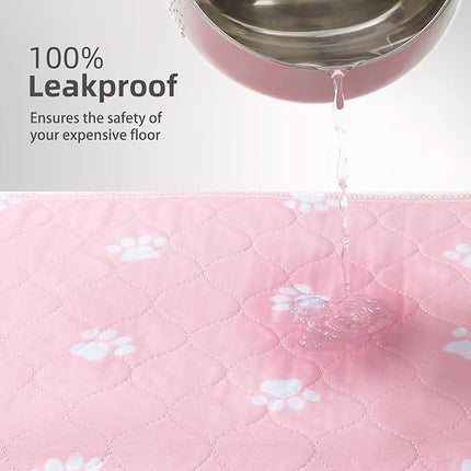 PUPTECK Washable Pee Pads for Dogs - Waterproof Reusable Puppy Potty Training Pads Whelping Mat - Fast Absorption Non-Slip Pet Food Feeding Mat (Pink, 48x60 Inch (Pack of 2))