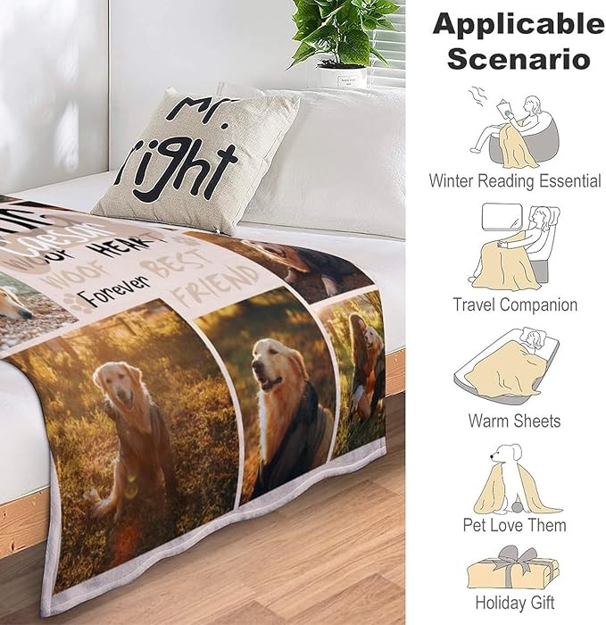 Artsadd Dog and Cat Memorial Gifts, Pet Loss Memorial Blanket, Custom Dog Blanket, Personalized Dog Remembrance Gifts, Loss of Dog or Cat Remembrance Sympathy Grief Condolence Bereavement Gifts
