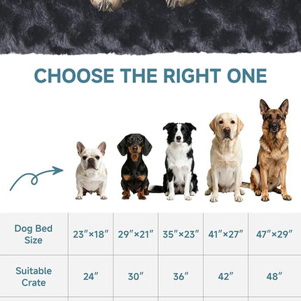 KSIIA Washable Dog Bed Anti-Slip Dog Crate Beds Deluxe Plush Kennel Pad Comfy Pet Sleeping Mat for Large Dogs, 35" x 23", Black