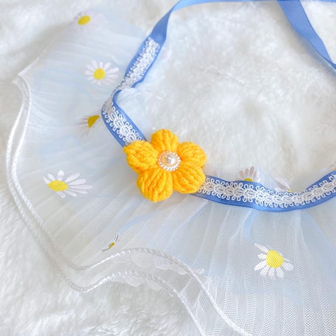 2PCS Dog Cat Collar White Lace Pet Bib Cute Scarfs Necklace Neck Strap for Pet Costume Supplies