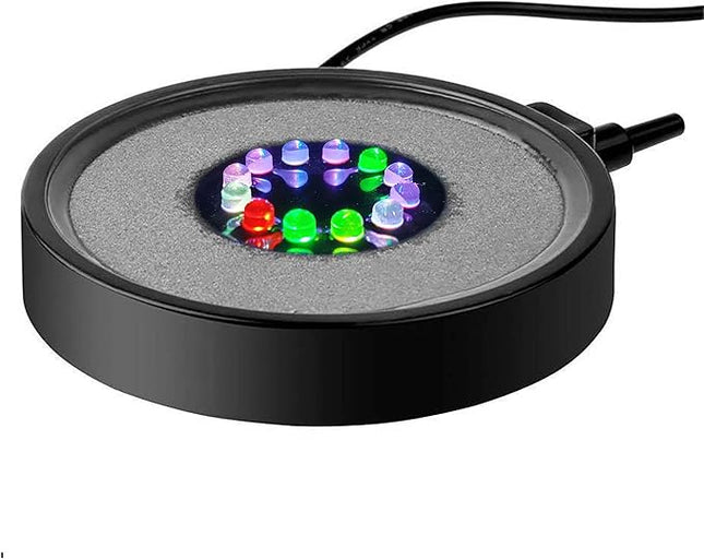 NICREW Multi-Colored Aquarium LED Bubbler Stone Disk, Fish Tank Bubbler with Auto Color Changing LEDs