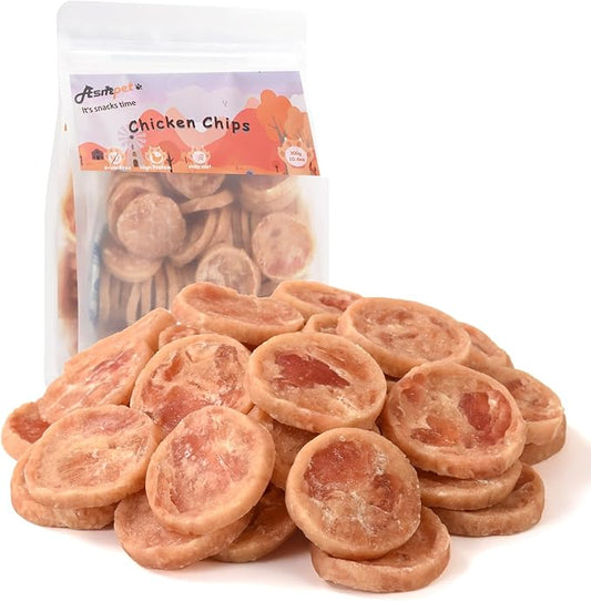 ASMPET Dog Treats, Chicken Chips Grain Free Chewy Dog Snacks for Training Rewards
