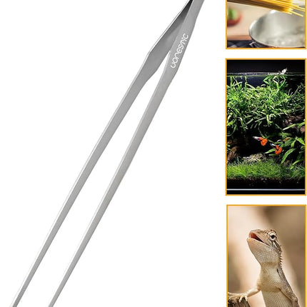 VORESTIC 1PC Straight Aquarium Tweezers, 15" Long Tweezers for Terrarium, Stainless Steel Aquascape Tool for Planting Aquarium Plants, and Aquarium Maintenance