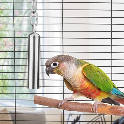 Hypeety Stainless Steel Bell Bird Toys Chew Toy for Parrot, Macaw, African Greys, Small Cockatoo, Parakeet, Cockatiels Heavy Duty Bird Cage Stand Toys (2 PCS-S)