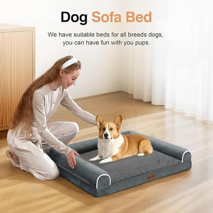 Small Dog Bed Orthopedic Washable: Beds Bolster Small Sized Dogs Bed Egg Crate Foam Couch Sofa Waterproof with Removable Cover - Dark Grey