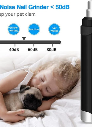 Casfuy Dog Nail Grinder Upgraded - Professional 2-Speed Electric Rechargeable Pet Nail Trimmer Painless Paws Grooming & Smoothing for Small Medium Large Dogs & Cats (Black)