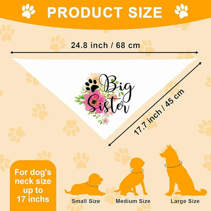 Big Sister Pregnancy Announcement Dog Bandana, Gender Reveal Photo Prop Pet Scarf Decorations Accessories, Pet Scarves Dog Lovers Owner Gift