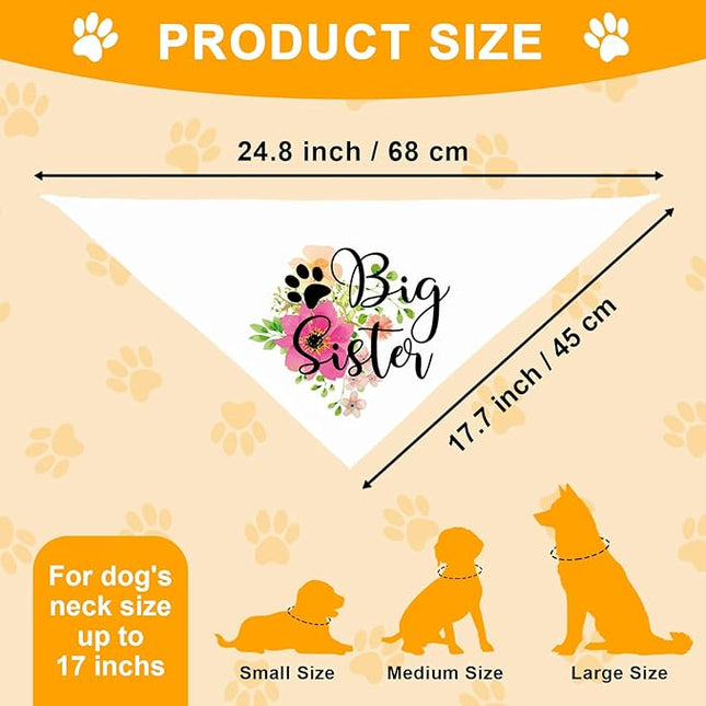 Big Sister Pregnancy Announcement Dog Bandana, Gender Reveal Photo Prop Pet Scarf Decorations Accessories, Pet Scarves Dog Lovers Owner Gift