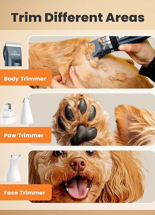 oneisall Dog Clippers and Paw Trimmer Kit 2 in 1 Low Noise Cordless Dog Clippers for Grooming Pet Hair Trimmers for Small and Large Dogs Cats Animals