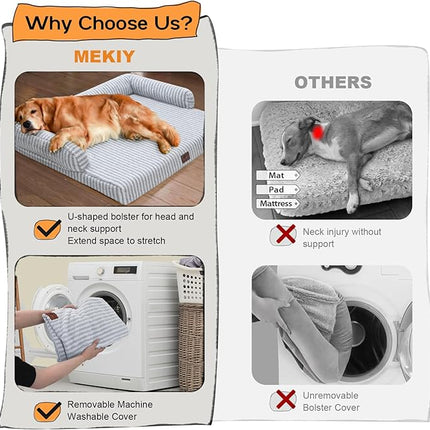 Large Dog Bed Waterproof Orthopedic Foam Dog Beds for Large Dogs Sofa Comfy Pet Bed with Washable Removable Cover & Non-Slip Bottom