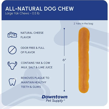 Downtown Pet Supply Yak Cheese Himalayan Dog Chews - Regular Yak Chews Rich in Nutrients for Small to Medium Dogs - Long Lasting, Odorless and Easy to Digest Cheese Dog Treats - 0.5 LB
