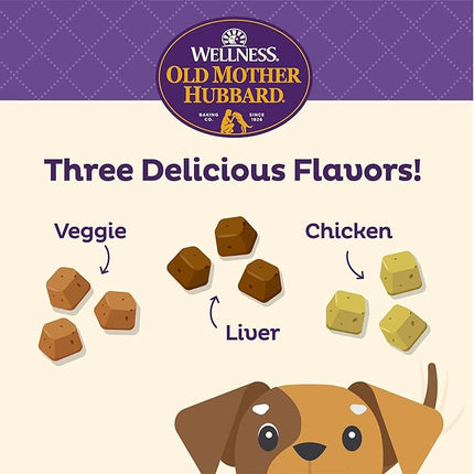 Old Mother Hubbard Wellness Training Bitz Assorted Mix Dog Biscuits, Natural, Training Treats, Three Flavors, Small Size, (8 Ounce Bag)
