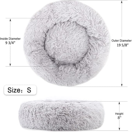 NOYAL Calming Donut Dog Bed for Small to Medium Dogs & Cats - Plush Faux Fur Anti-Anxiety Pet Bed with Machine Washable Cover & Non-Slip Base
