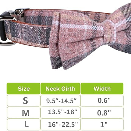 Faleela Cute Soft Girl Dog Collar with Bow, Bowtie Dog Collar for Boy,Detachable Adjustable Collar for Small Medium Large Pet