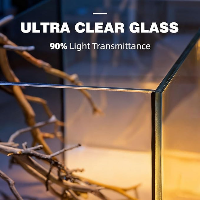 Coospider 20 Gallon Fish Tank, Glass Aquarium Starter Kit, with Ultra-Quiet Filter Pump, 3-Color LED Lights, Self-Cleaning Aquarium with Temp Monitoring for Betta Fish, Shrimp, Kids Gift Idea