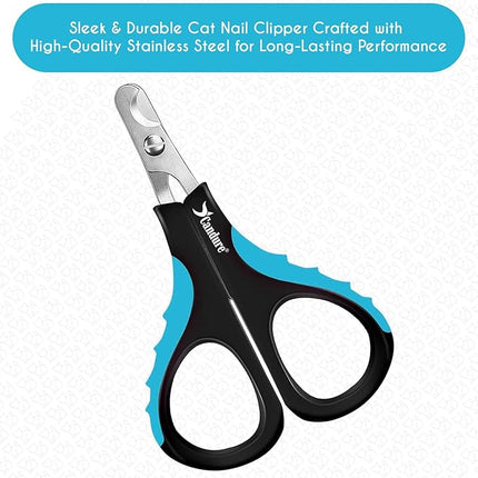 Candure Cat Nail Clipper Stainless Steel Cat Claw Trimmers for Rabbits, Guinea Pigs, Birds, Puppies, Kittens and Small Animals Pet Nail Clipper for Professional and Home Use (Blue)