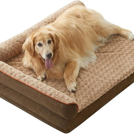 BFPETHOME Orthopedic Dog Beds for Extra Large Dogs, Waterproof Sofa XXL Dog Bed with Sides, Non-Slip Bottom and Egg-Crate Foam Big Dog Couch Bed with Washable Removable Cover,