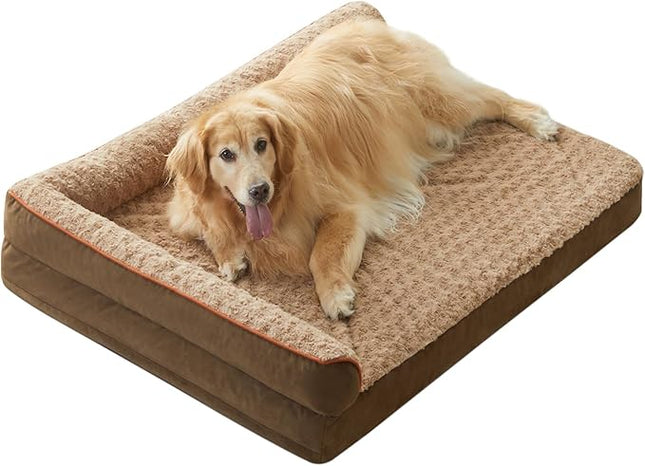 BFPETHOME Orthopedic Dog Beds for Extra Large Dogs, Waterproof Sofa XXL Dog Bed with Sides, Non-Slip Bottom and Egg-Crate Foam Big Dog Couch Bed with Washable Removable Cover,