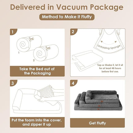 EHEYCIGA Memory Foam Orthopedic XL Dog Bed, Washable Dog Bed with Waterproof Lining Removable Cover, Extra Large Pet Sofa with Nonskid Bottom XLarge Pet Couch Bed, 44x32 Inches, Dark Grey