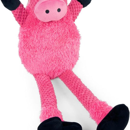 goDog Checkers Just for Me Skinny Pig Squeaky Plush Dog Toy, Chew Guard Technology - Pink, Mini