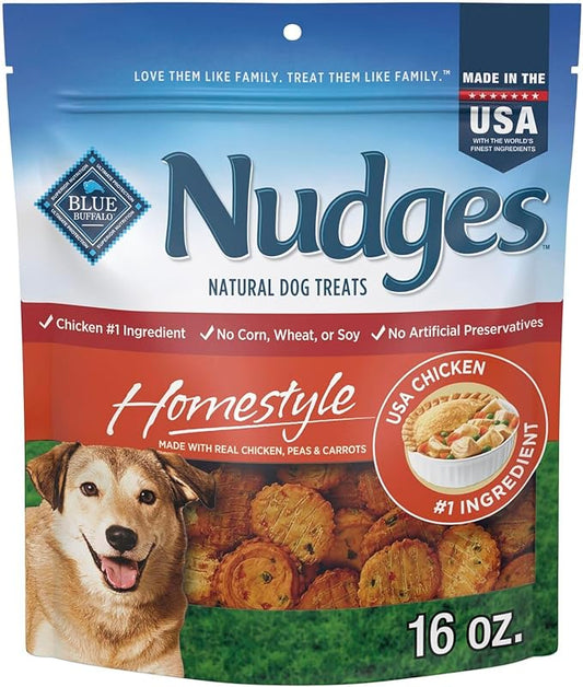 Blue Buffalo Nudges Homestyle Natural Dog Treats, Made in the USA with Real Chicken, Peas, and Carrots, 16-oz. Bag