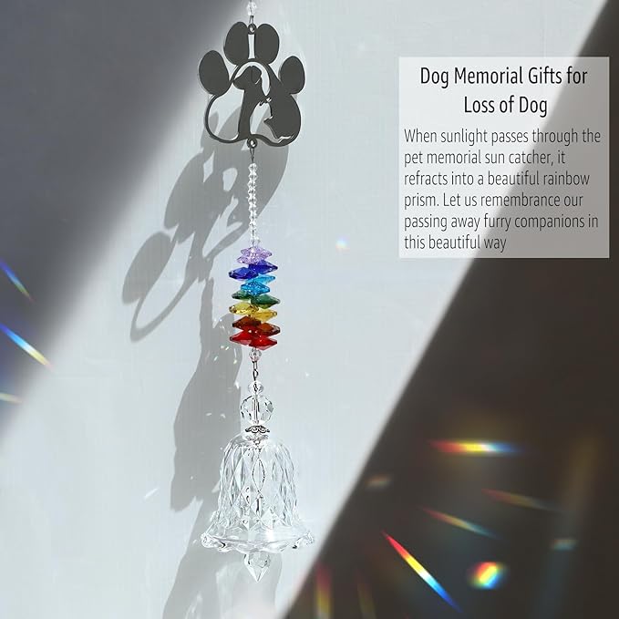 Pet Memorial Suncatcher, Dog Memorial Gifts, for Pet Loss and Pet Sympathy, Thoughtful Bereavement Remembrance Gifts for Dogs and Cats