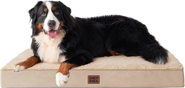EHEYCIGA Orthopedic XXL Dog Beds for Jumbo Dogs with Removable Washable Cover,Khaki, 50x36