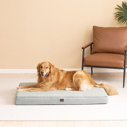 EHEYCIGA Washable Dog Beds for Extra Large Dogs, XL Dog Bed with Removable Cover for Crate, Orthopedic Foam Pet Bed Dog Mat Mattress Cushions for Extra Large Dogs, Greyish Green(41 x 27)