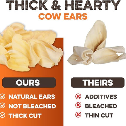 BRUTUS & BARNABY Cow Ears for Dogs – Whole Ears 100 ct, Thick Cut, Grass-Fed Angus Beef, All-Natural No-Rawhide Dog Treat Alternative