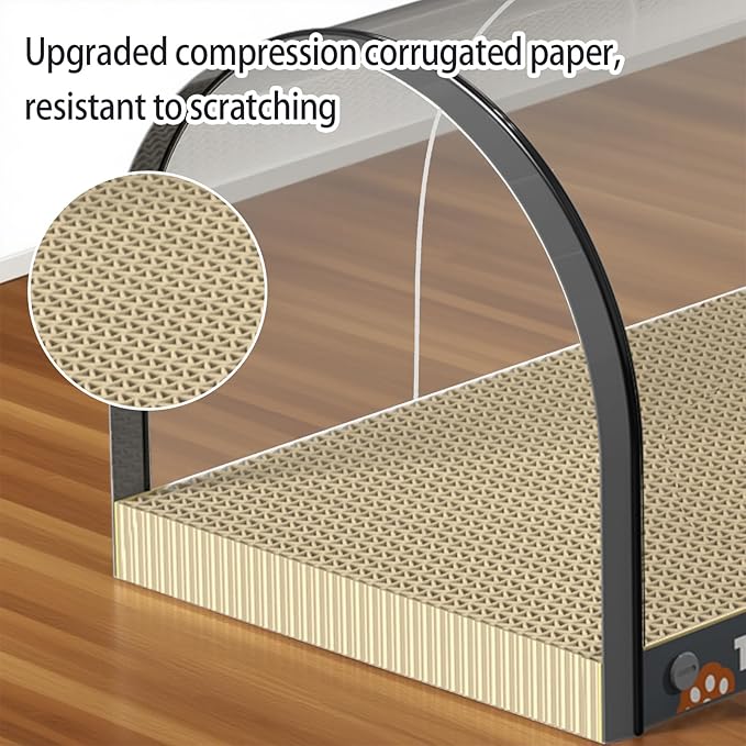 3 Function in 1 Cardboard Cat Scratcher Board, 31.5 in Cat Scratcher House, Cat Scratchers for Indoor Cats, Arched Cats Scratch Pad As Cat Bed, Cat Tunnel for Sleep, Grind Claws (Dark Gray)