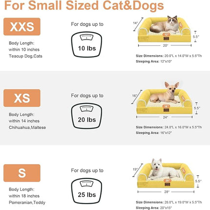 Small Dog Bed Orthopedic Washable: Beds Bolster Small Sized Dogs Bed Egg Crate Foam Couch Sofa Waterproof with Removable Cover - Ginger