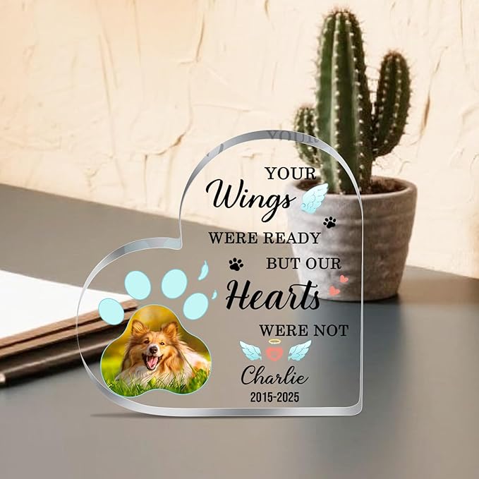 Dog Memorial Gifts for Loss of Dog Cat Custom Pet Memorial Plaque with Photo Name Dog Passing Away Gifts Pet Loss Sympathy Gift Dogs Bereavement Gifts Personalized Gift for Someone Who Lost a Dog