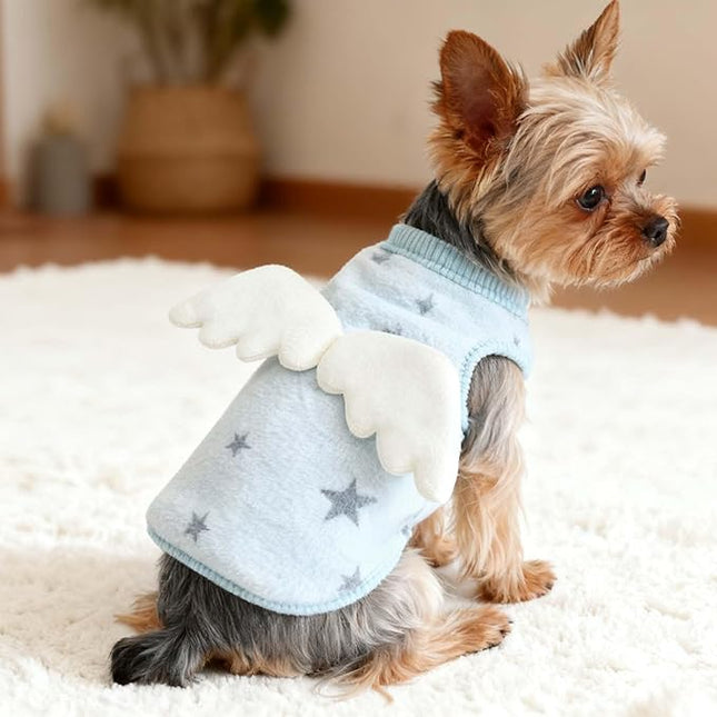 FLAdorepet 3 Packs Teacup Dog Cat XXS Clothes for Chihuahua Yorkie,Winter Warm Fleece Puppy Pet Clothes Sweater Shirt Vest for Mini Newborn Extra Small Dogs (Angel, XXS(Pet 1-2LBS))