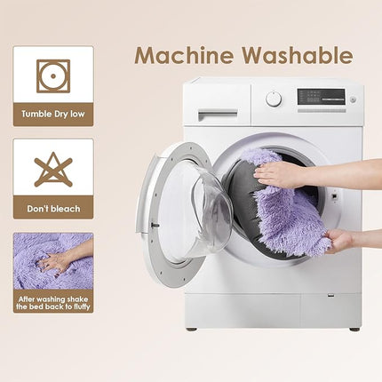 EHEYCIGA Fluffy Dog Crate Bed for Large Dogs, Plush Faux Fur Crate Pad, Calming Anti Anxiety Large Dog Bed, Washable Soft Warm Mat with Non-Slip Bottom, Purple